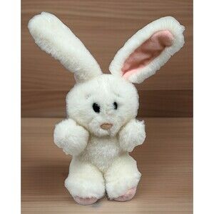 Prestige Toy PTC White Bunny Rabbit Small  Vtg 1988 Plush Big Ear Stuffed Animal